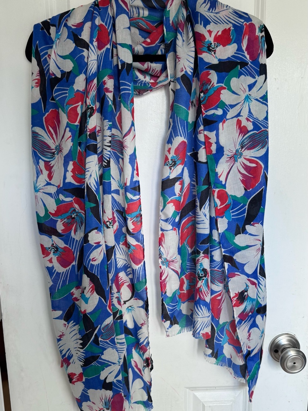JCrew Factory Floral Print Lightweight Blue Women's Scarf
